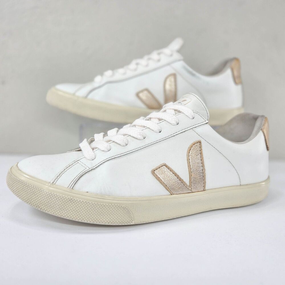 Veja Esplar White Leather Platine Metallic Women’s 10 Men’s 8 Sneakers